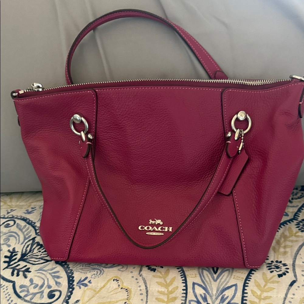 Coach Women's Raspberry Leather Tote